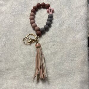 Chic Beaded Keychain Bracelet with Tassel